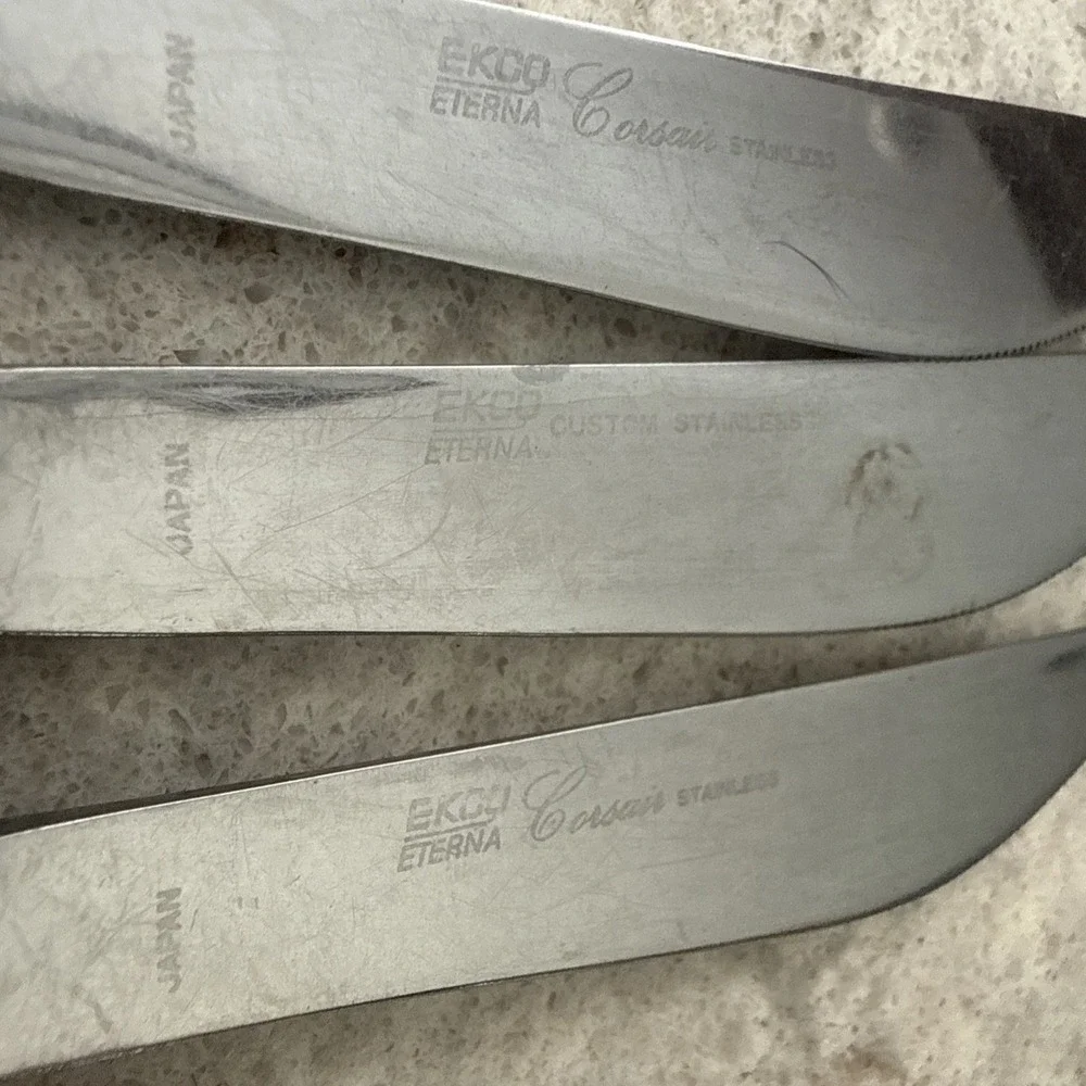 7 Vintage Ekco Eterna Corsair Custom Stainless Steel Flatware Silverware Japan
